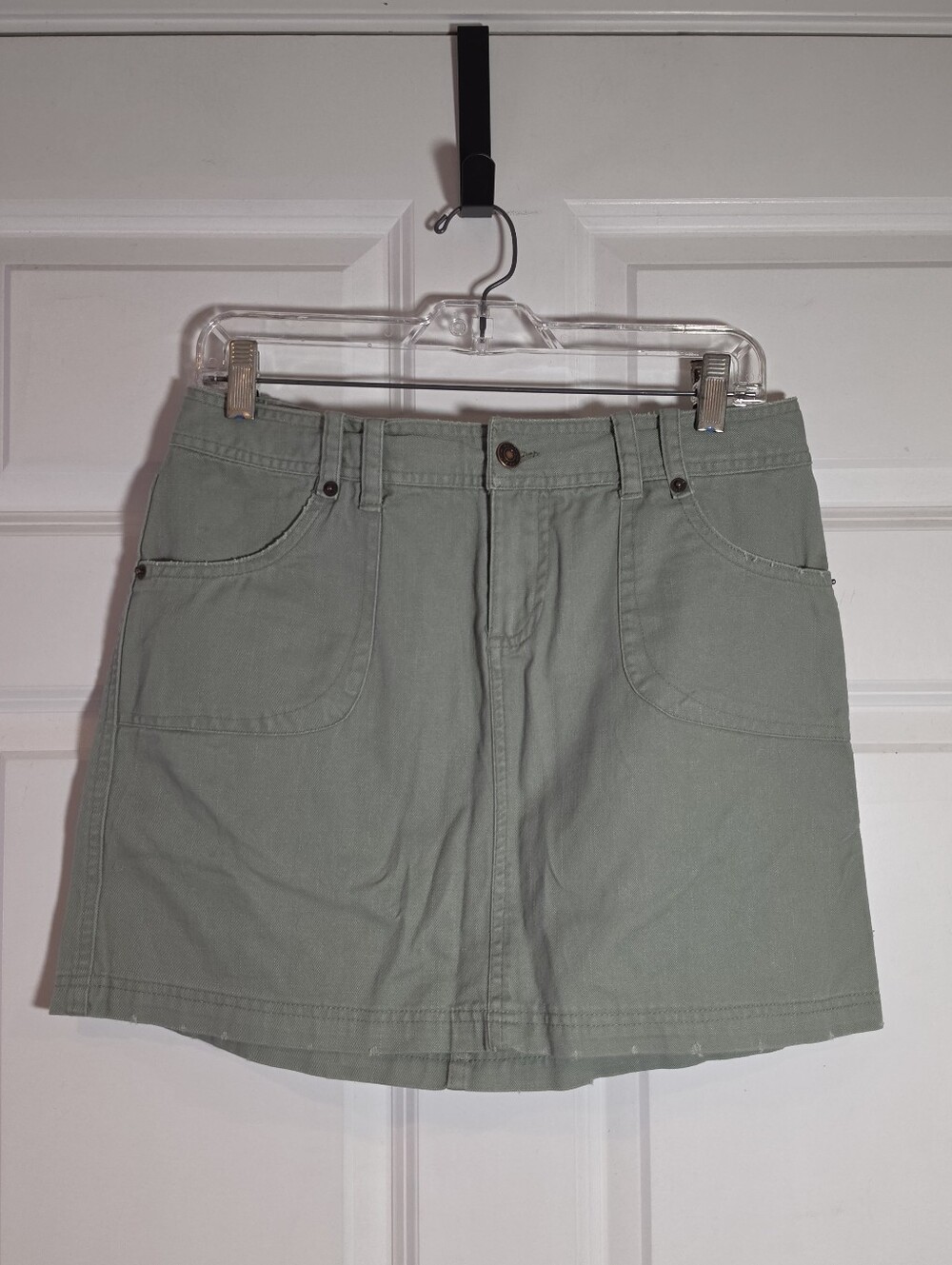 Route 66 Vintage Y2k Casual Women's Sage Green Utility Mini Skirt Cotton Size 6